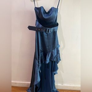Navy blue satin dress